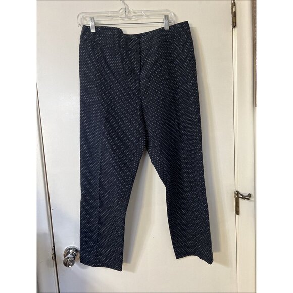 PENDLETON WOOLEN MILLS COTTON NAVY /WHITE POLKA DOT CAPRI ANKLE Career PANTS 12 - Picture 1 of 11